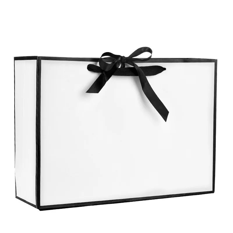Luxury Silk Ribbon Bow Packaging Paper Gift Bags Customized Paper Shopping Bag With Handle