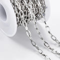 Waterproof Accessory Necklace Bracelet Jewelry Making Stainless Steel Paperclip Chains Square Flat O-Link 4mm Thin Chains