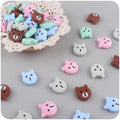 Factory Wholesale Custom Bpa Free Teething Loose Bead Food Grade Cartoon Animal Bear Head Charm Flower Soft Silicone Focal Beads