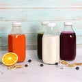 Square Glass Bottle for Milk Fruit Juice Tea With Plastic Pilfer-proof Screw Lid Custom Printing Logo 100ml 300ml 500ml 1000ml