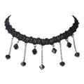 Black Vintage Choker Crystal Rhinestone Necklace Silk Thread Zinc Alloy Imitation Pearl Water Drop for Anniversary Strand Chain