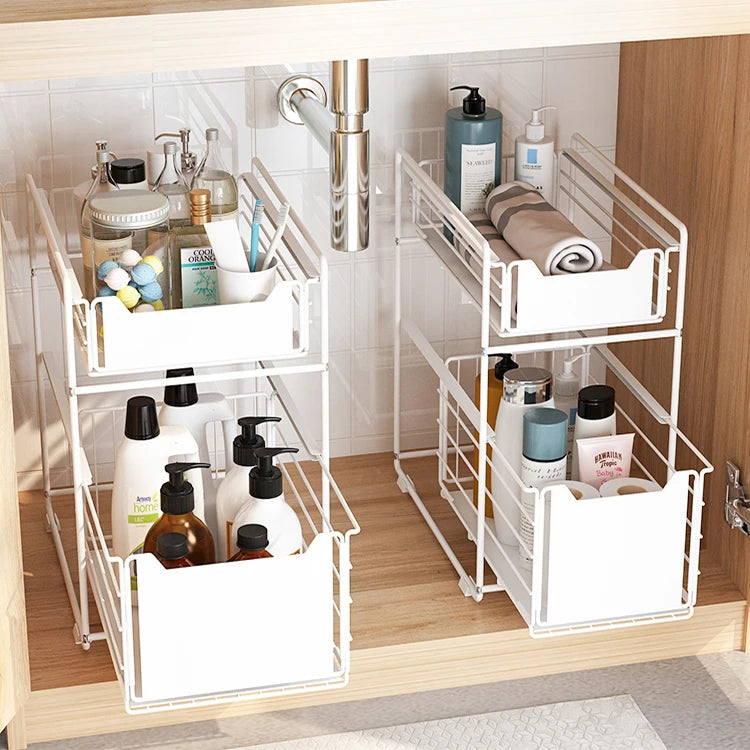 Kitchen Storage Pull Out Metal Sliding Shelf Cabinet Spice Bottle Rack Stand Container Under the Sink Rack for Drawer Organizer