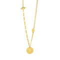 Fashionable Simple Cold Style Geometric Stainless Steel Round Plate Double Layer Stacked Style Design OT Buckle Necklace
