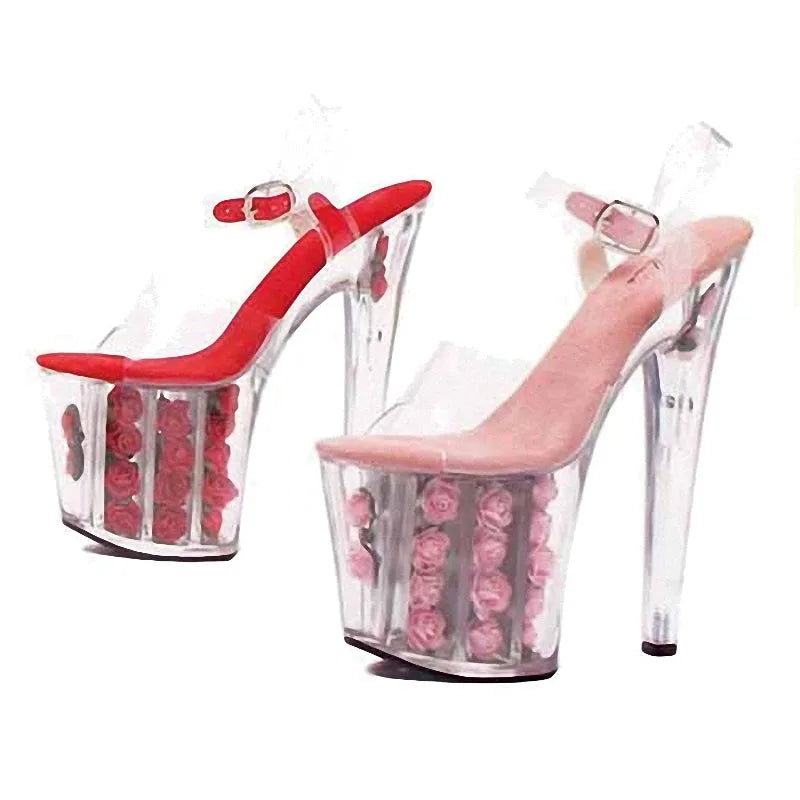 20 cm stiletto Club Striptease stiletto CRYSTAL 8 inch women's large shoes fashion sandals elegant sandals