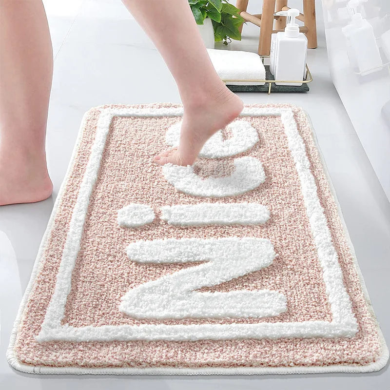 Home Absorbent Plush Thickened Non-Slip Tufted Floor Mats Polyester Bath Mat for Bathroom