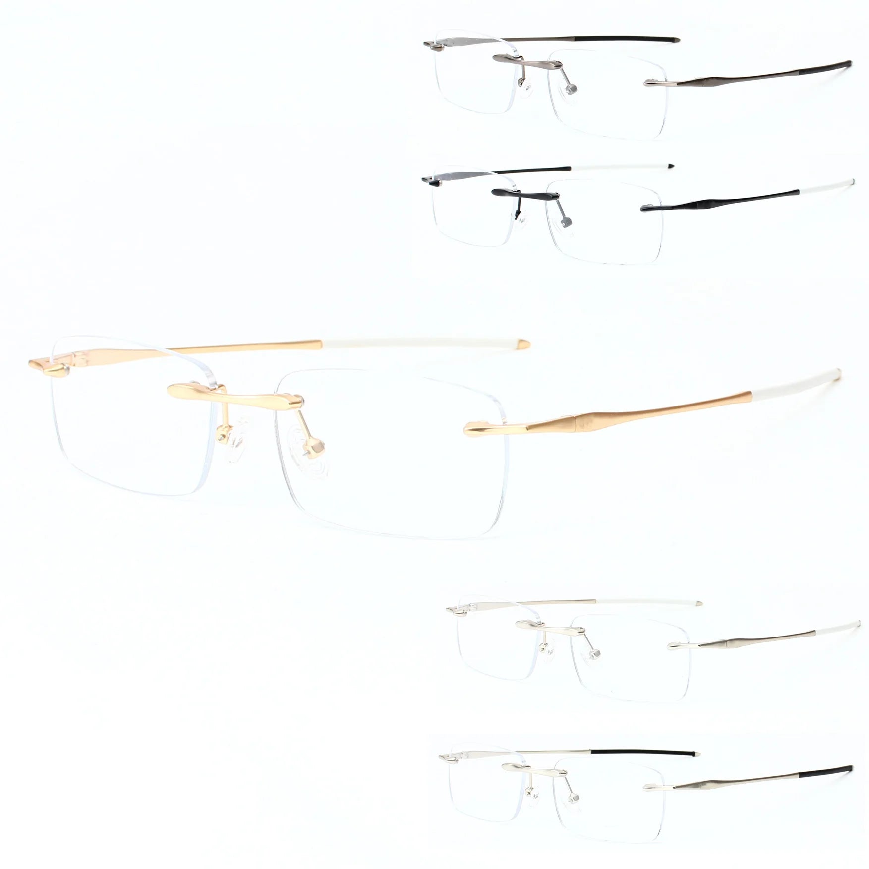 YTSFL33113 2024 Top Designer Brand Gold Alloy Eyewear Eyeglasses Shades Computer Glasses Frame for Women Optical Rimless Glasses