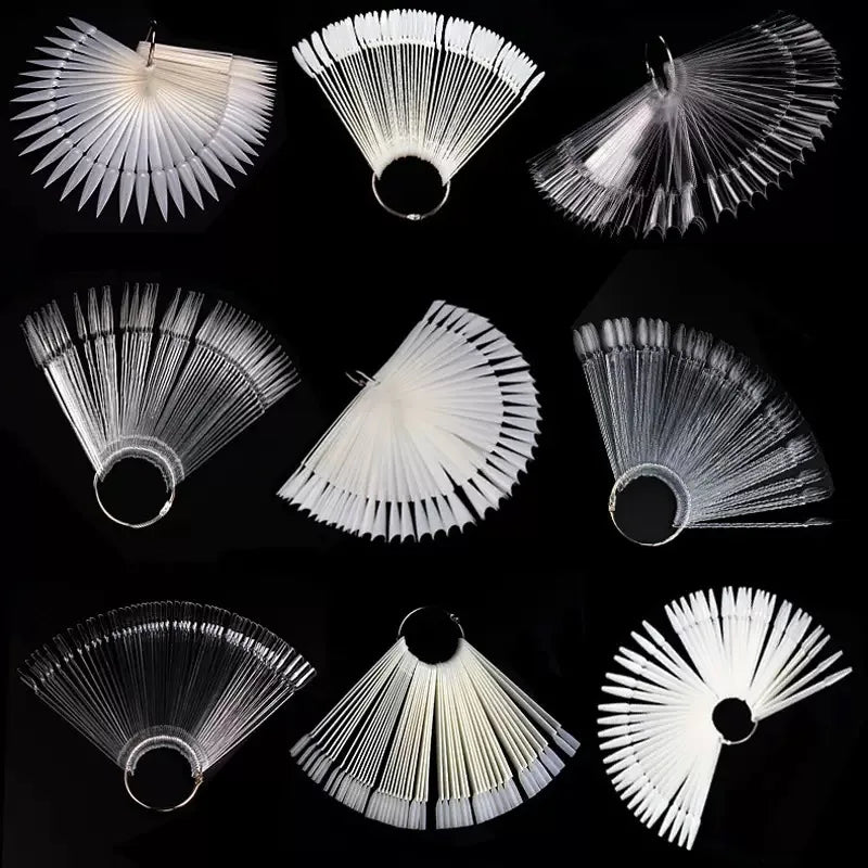 Professional New Design Factory Variety 50 Tips Plastic Fan Nail Display Nail Polish Color Chart Fannai FNC-01 MegaBDM