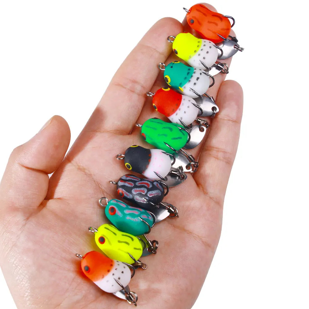 Wholesale Mini Soft Fishing Bait Lure Sequin Double Hook Frog Lure Artificial Plastic Lure 2.5cm 3g for Fishing