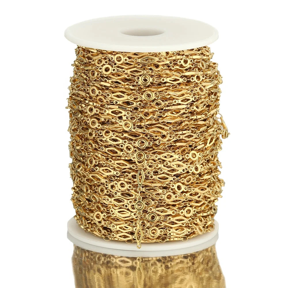 Stainless Steel Gold Plated 4*4.5mm Circle Handmade Chains for Necklace Bracelet Jewelry Making Accessories