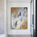Custom Modern Art Fabric Posters Abstract Nordic Golden Foil Oil Painting Wall Decorative Pictures Canvas Print for Guest Room