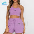 Custom Summer New Arrival Fitness Active Wear Women Matching Terry Towel tank Crop Top and Shorts Sets