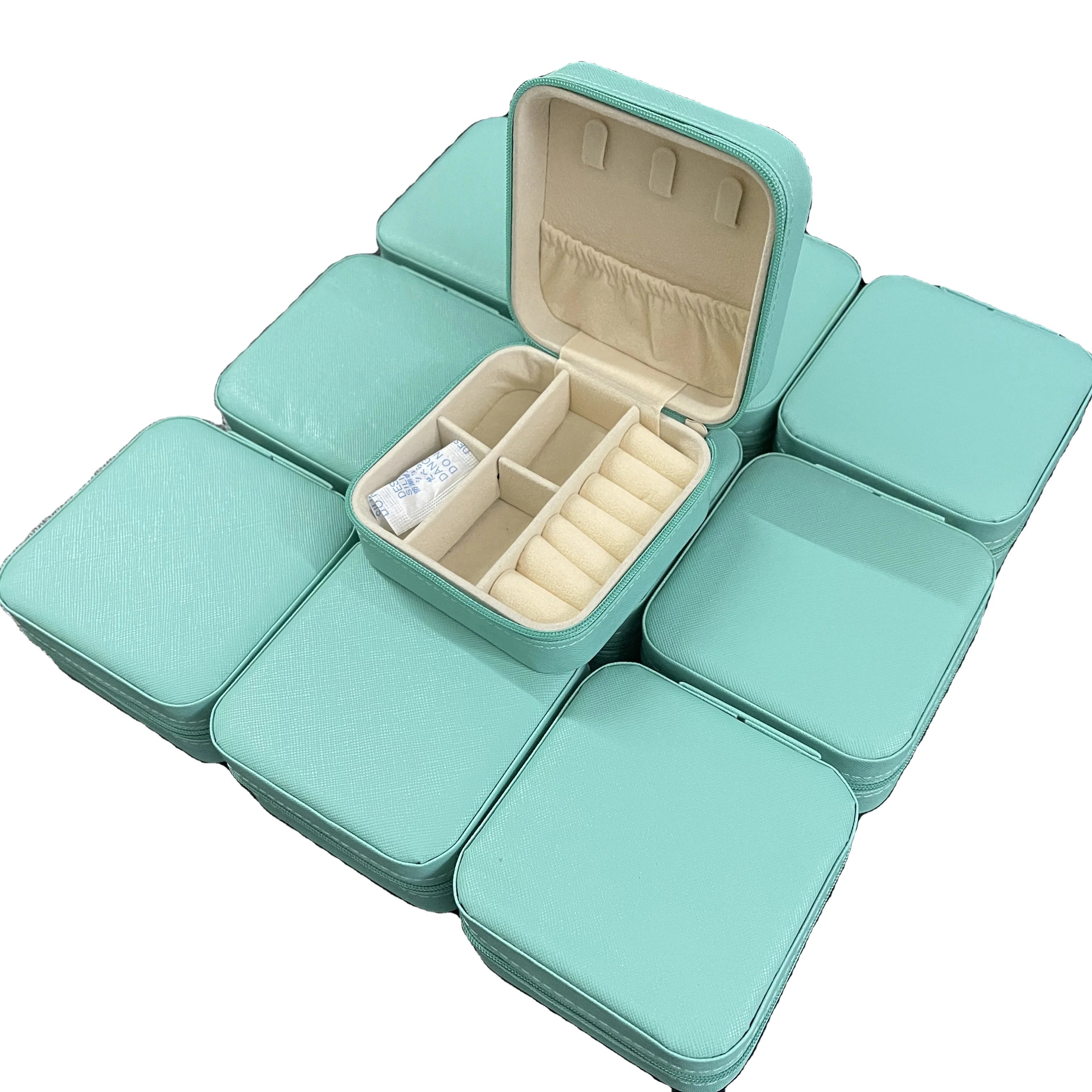 Blue Travel Jewelry Box Organizer Jewelry Box Women Gift Pu Jewelry Box