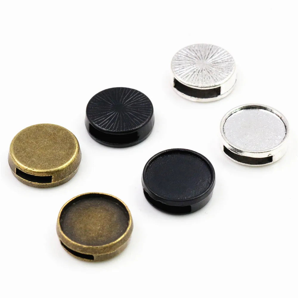 14mm 16mm 18mm Inner Size Antique Bronze and Silver Plated Hole Beads Style Cabochon Base Cameo Setting Charms Pendant