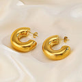 Minimalist Jewelry Stainless Steel Gold-Plated Women'S Earrings Exaggerated Personality C-Shaped Earrings