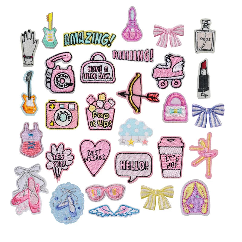 Cute Small pink Bow Ballet Shoes Bikini Cosmetic Self Adhesive Phone case Jewelry Clothes Diy Decorative Embroidery Patches