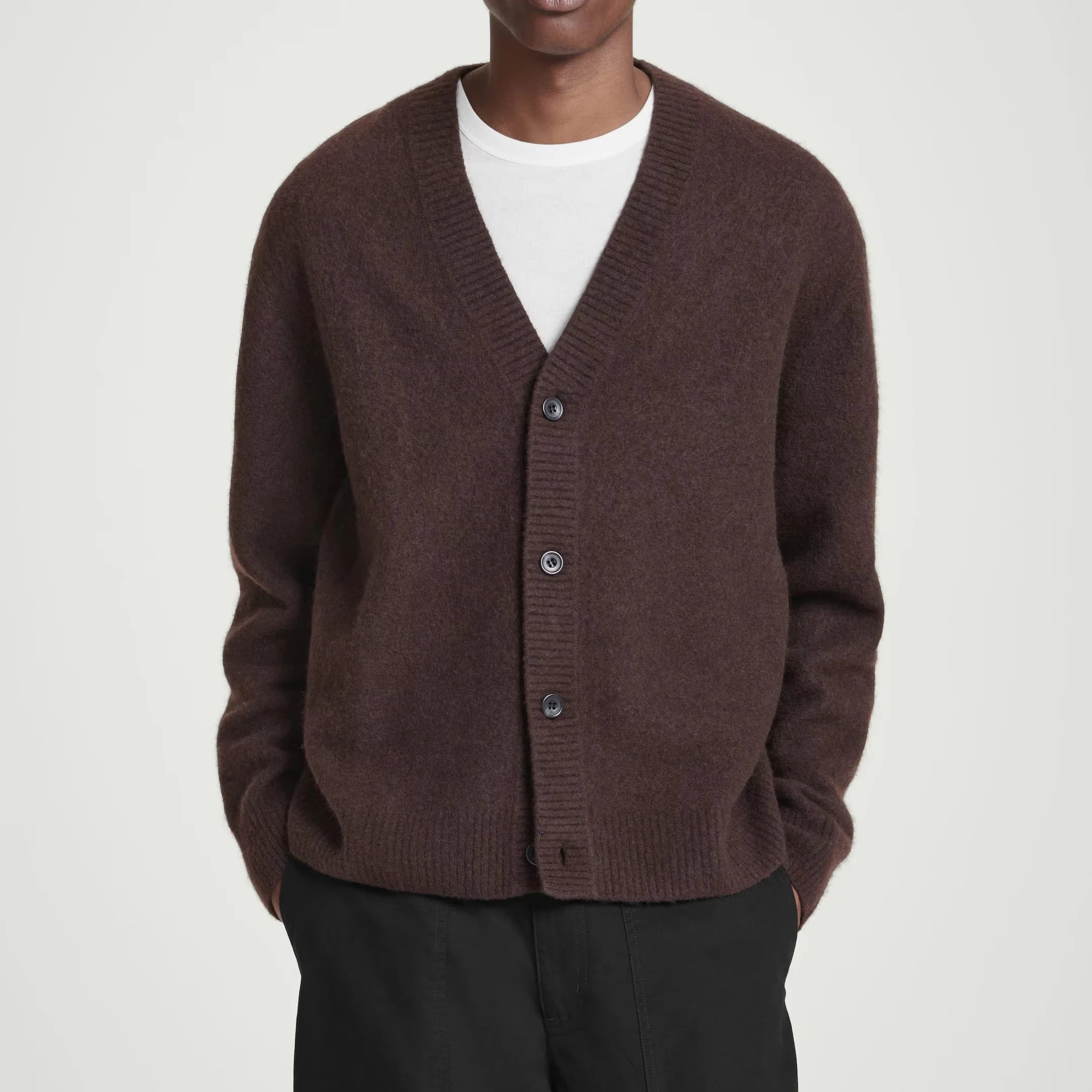 Ottoknit Custom Logo Design Knit Sweater Open Front Design with Minimalist Aesthetic  Breathable Men's Cardigan