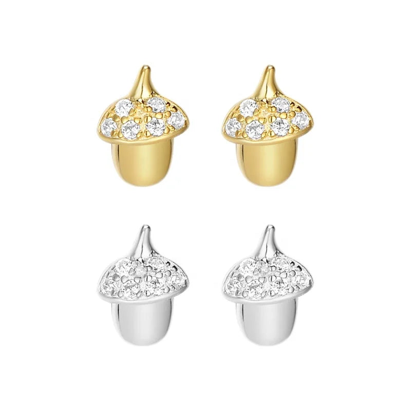 E01807 Wholesale Fashion Mini 925 Sterling Silver Toddler Girls Cute Acorn Screw Back Stud Earrings Kids Christmas Jewelry
