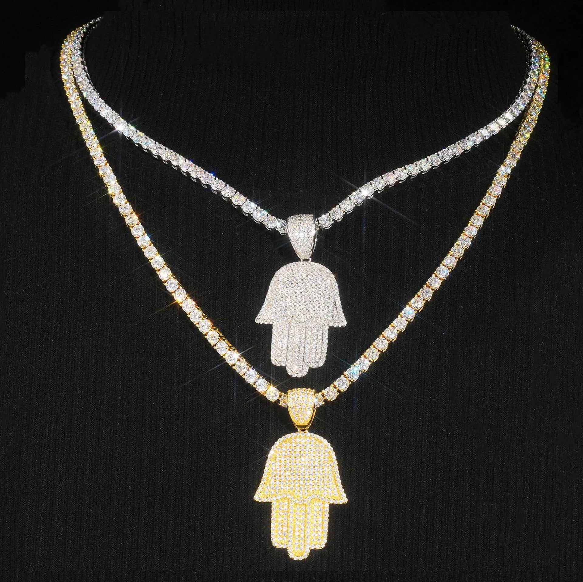 Pass Diamond Tester Religion Charm Hip Hop Iced Out 925 Sterling Silver VVS Moissanite Hamza Hand Diamond Pendant