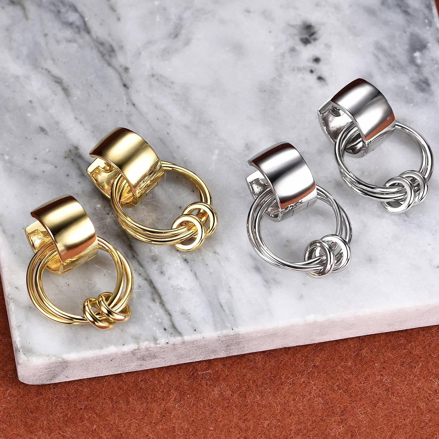 C8968 Abiding Custom Fine Jewelry Wholesale Tarnish Resistant Jewelry White Yellow Gold Plated Sterling Silver Earrings