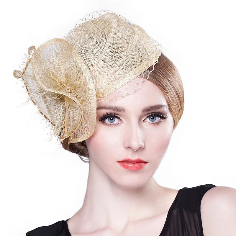 Fashion Women woman Ladies Sinamay Fascinator Church Kentucky Derby Hats Mesh Floral Wedding Cocktail Royal Party Pillbox Hat