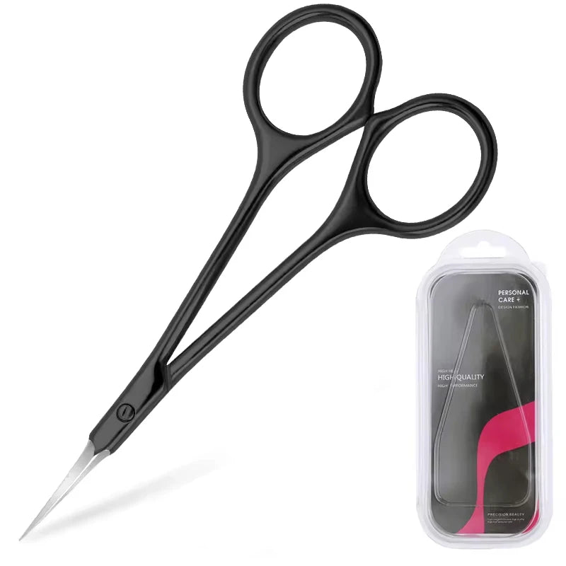 Professional Stainless Steel Nail Scissors Sharp Blade Curved Cuticle Nippers Manicure-Right-Handed Beauty Tool Lightweight