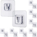 Plastic Transparent Waterproof Double-Sided Wall Adhesive Hook 6x6cm for Cable Storage and Plug Fixing 1 Pair Eco-Friendly