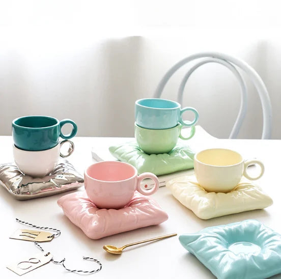 Creative Macaron Pillow Bag Coffee  Cup Ice Cream Cup Nordic Ceramic Mug