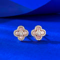 2026 New Style 925 Sterling Silver Jewelry Supplier: Luxury Four Leaf Clover Rhodium Plated Non Fading Zircon Earrings Wholesale