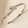Gold Silver Plated CZ Crystal Snack Zircon Cuff Bangle Bracelet Wedding Dubai Gold Bangle for Women Bridal