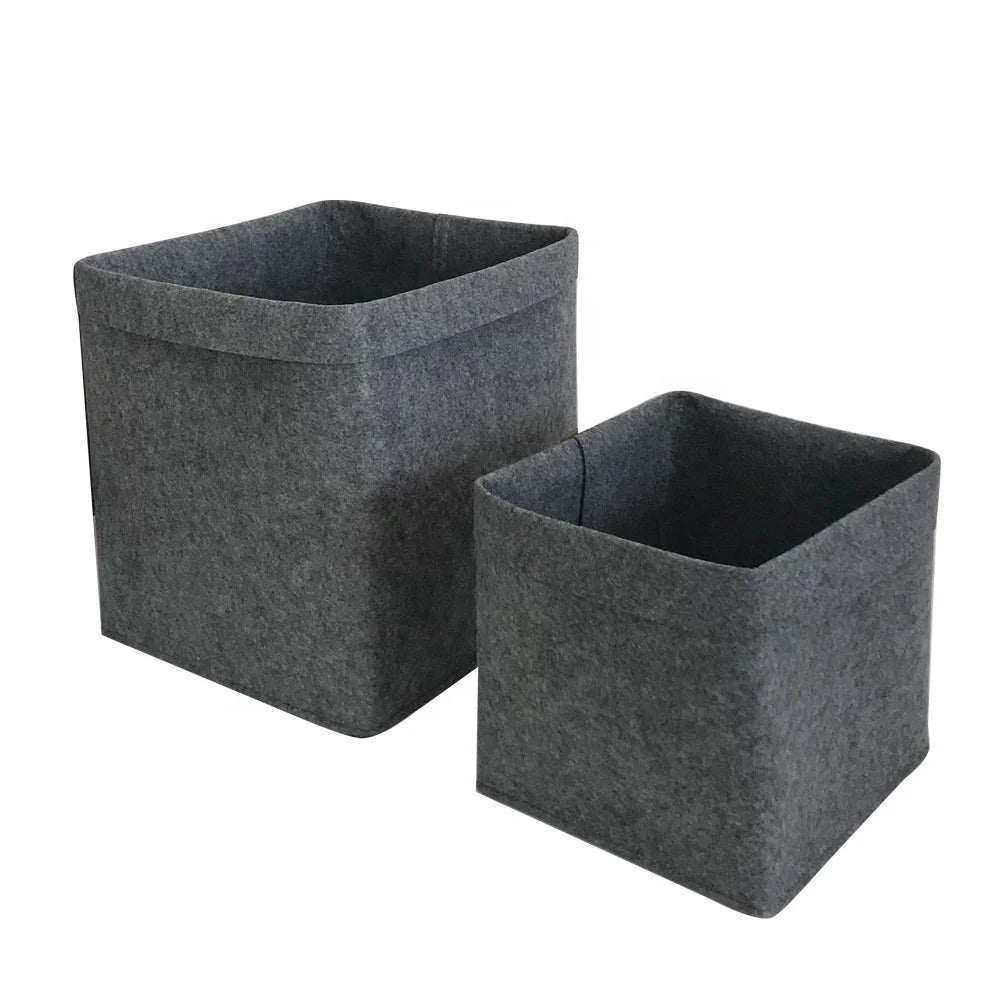 Customized  Foldable Storage Baskets Felt Baskets Wall Mountable Handles Closet Storage Bins