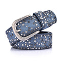 Ladies Western Denim Belt Double Sided Pin Buckle Vintage Studded Designer Belt Original Ladies Fashion Belt