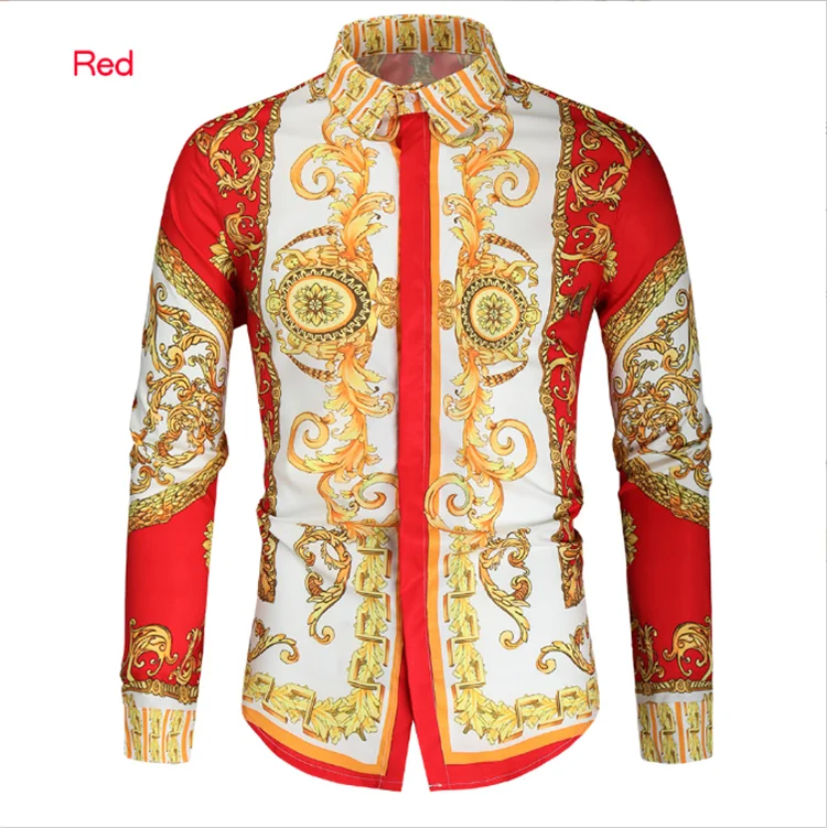 New Men's 3D Digital Printed Fashion Shirt Slim Long Sleeve Shirt for Men