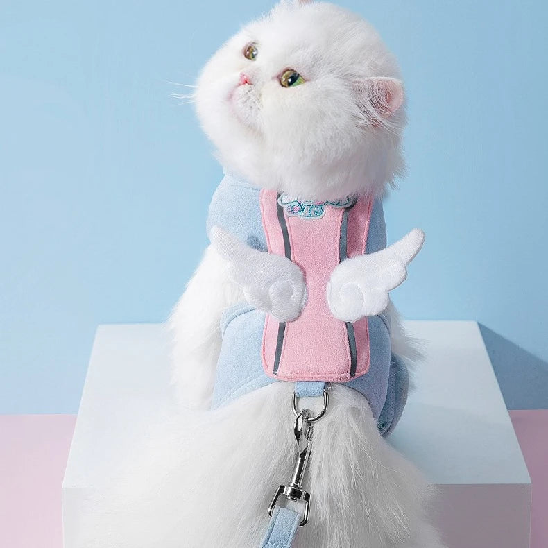 Wholesale Fashion Breathable Mesh Soft Cute pink Wing Dog Harness Leash