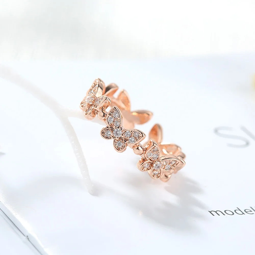 Fashion Brass Alloy Adjustable Multi Colour butterfly Ring Women Rings Jewelry