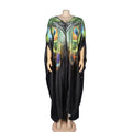 New Design Women's Mix African Print Dress Rayon Kitenge Traditional Dress with Rhinestone Hot Drill for Parties and Festivals