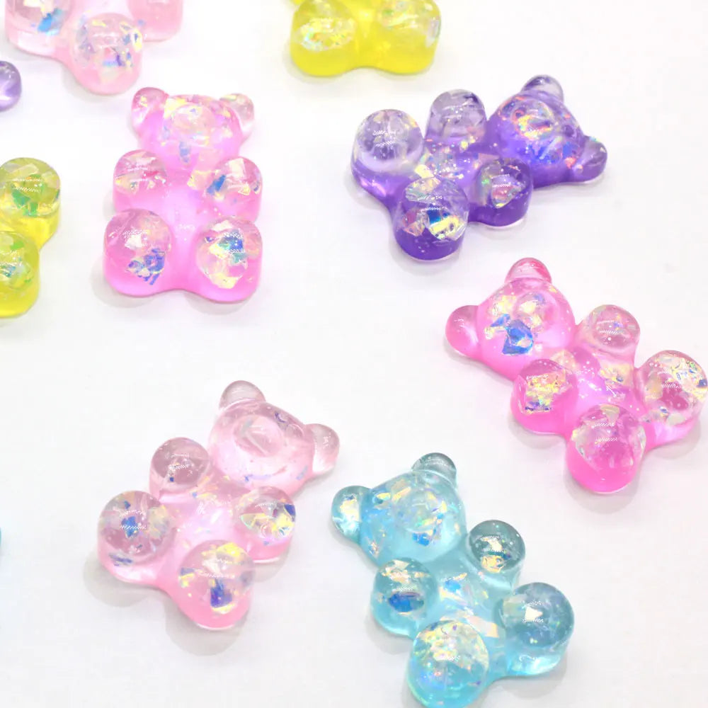 Sparking Glitter Candy Gummy Bear Candy Cute Resin Charms DIY Patch Findings Earrings Keychain Necklace Pendant Jewelry Decor Ac