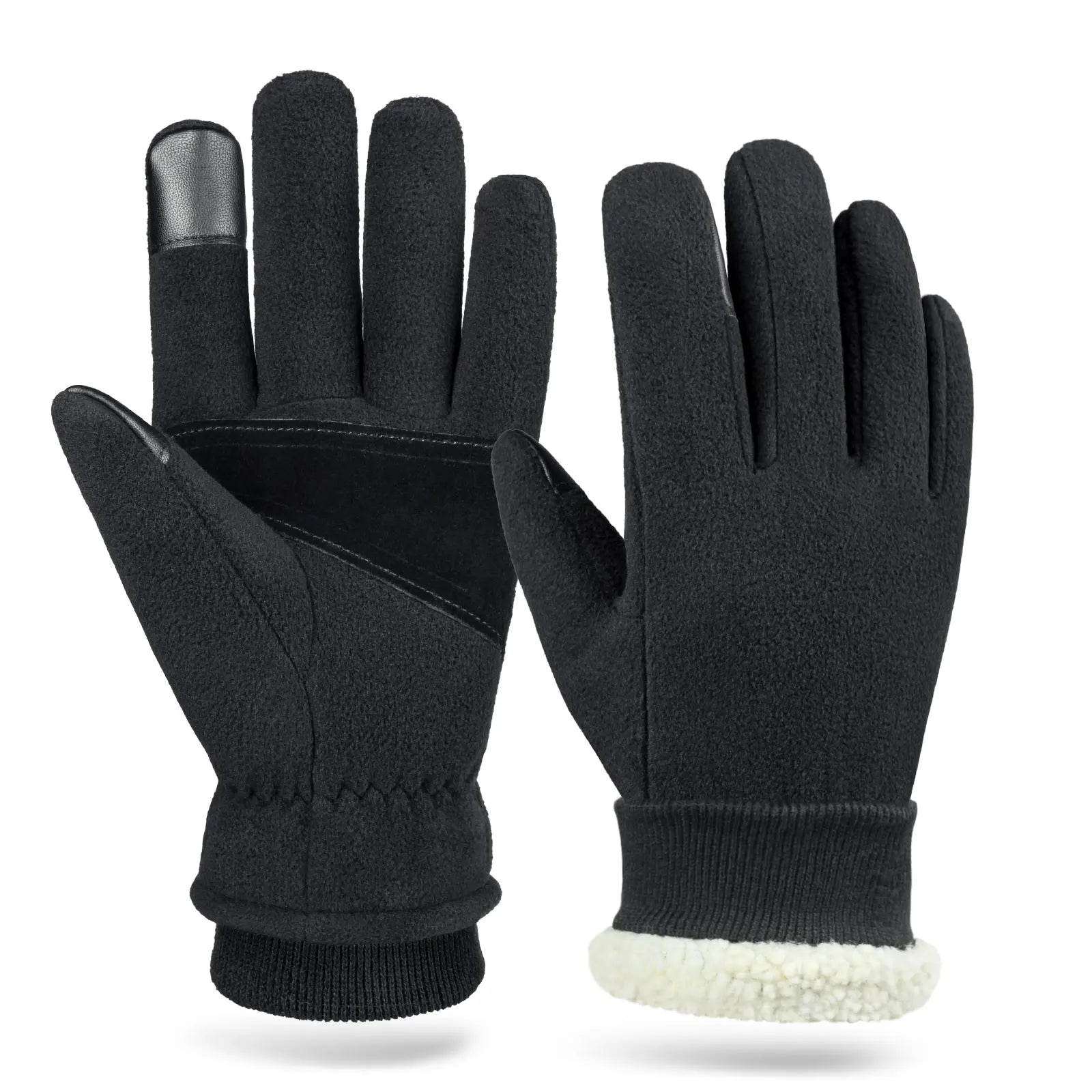 For Winter Gloves Men Women Thermal Polar Fleece Insulated Artificial Lambwool Extra Palm Patch Warm Work Touchscreen Sports