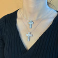 Hot Sale Sterling Silver Luxury Christian Cross Inlaid Diamond Delicate Necklace