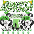 Football Party Supplies Green Pulling Flag Football Soccer Team Cake Topper Happy Birthday Banner Balloon Set