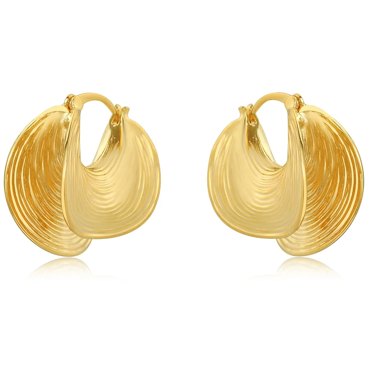 2024 New Light Luxury Retro Brass Irregular Striped Hoop Earrings Women Jewelry Gifts Factory Custom Wholesale