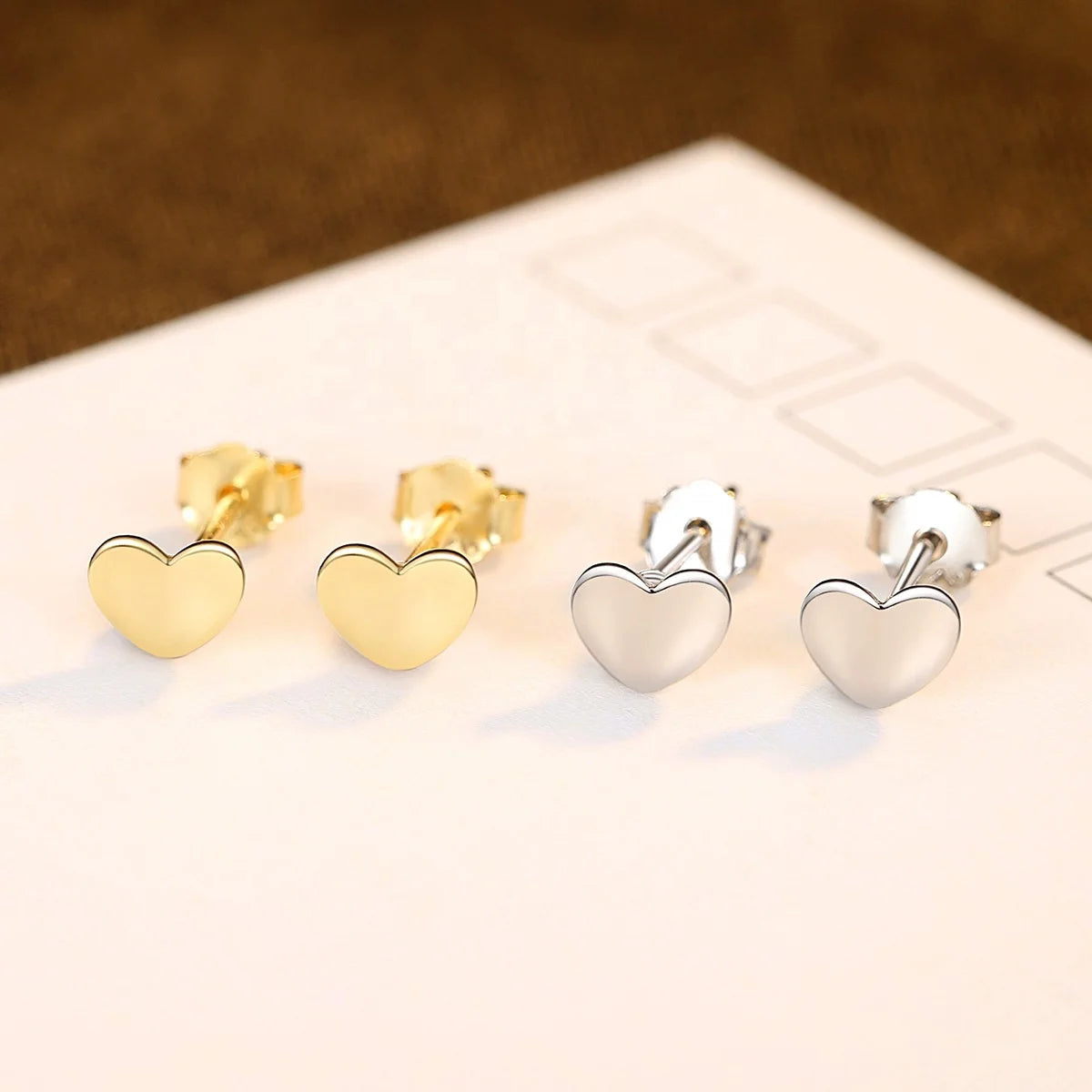 Hot Sale Simple Mini 925 Sterling Silver Earrings Pure Color Temperament Small Ear Stud Heart Stud Earrings for Female