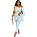 Autumn One Shoulder Leggings Skinny Sleeveless Casual Solid Top and Long Pants 2 Piece Set Women