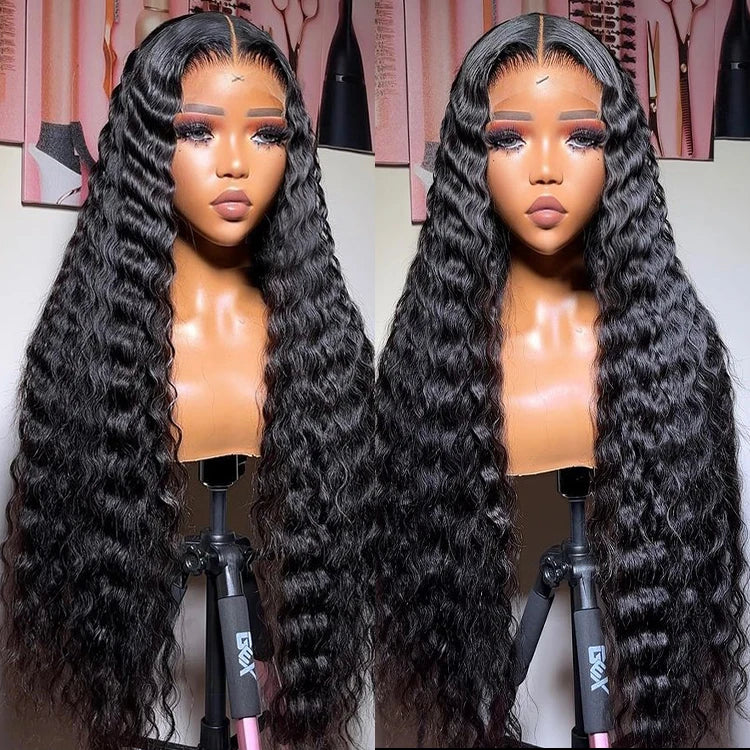 Wholesale 30inch Transparent Pre Plucked hd Lace Front Deep Wave Glueless  100% Virgin Human Hair 13x6 hd Lace Frontal Wig