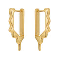 Original Design 18K Gold Plated Brass Jewelry Irregular Fold for Women Piercing Hoop Earrings E221400