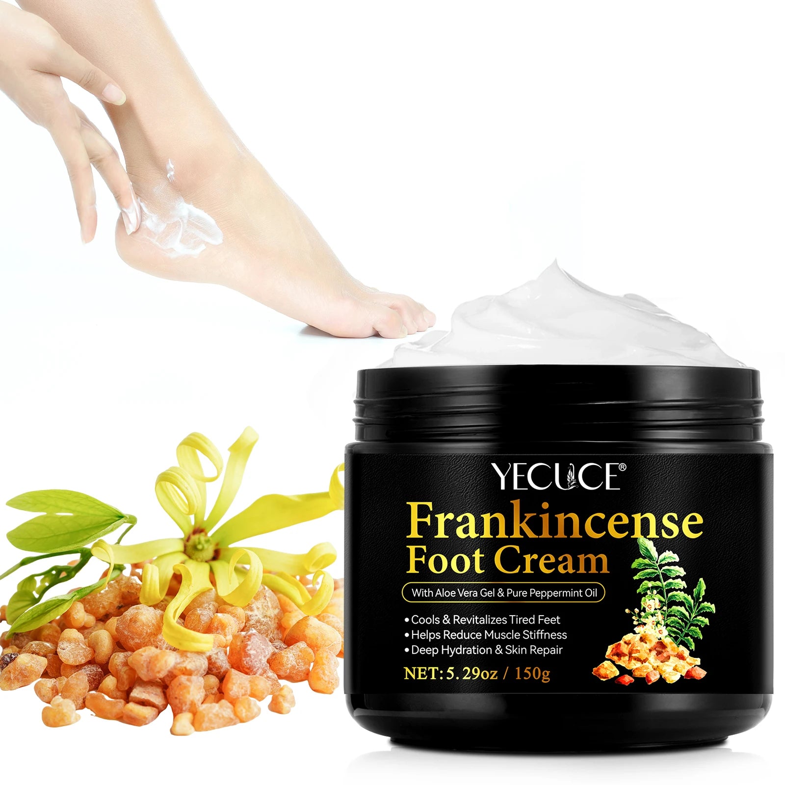 YECUCE Wholesale 150g Deep Hydration Skin Repairing Frankincense Oil Foot Cream for Fight Soreness and Stiffness