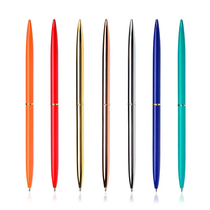 Hot Sale Custom Logo Rose Gold Metal Slim Desk Pen 1.0mm Business Ballpoint Pen for Hotels Promotional Twist Action Design