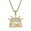 RisingMoon Collar Silver Gold Colors Alloy King Crown Pendant Pave Diamond Gold Crown Hips Hops Necklace