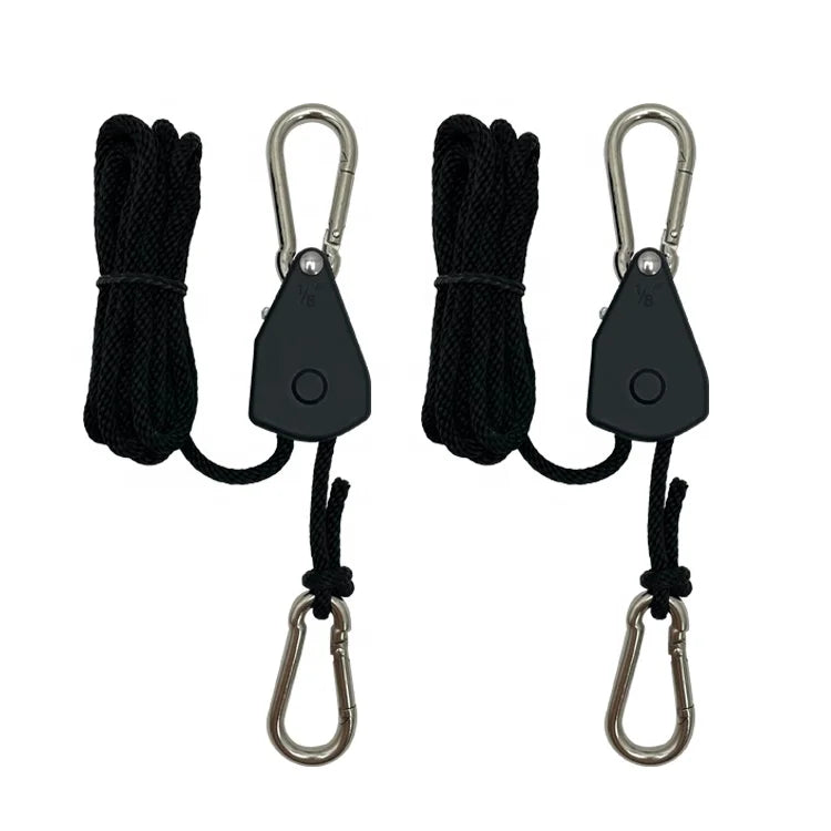 1/8" LED Camping Carabiner Plant Grow Light Hanger Rope Ratchet Hanger with Adjustable Ratchet