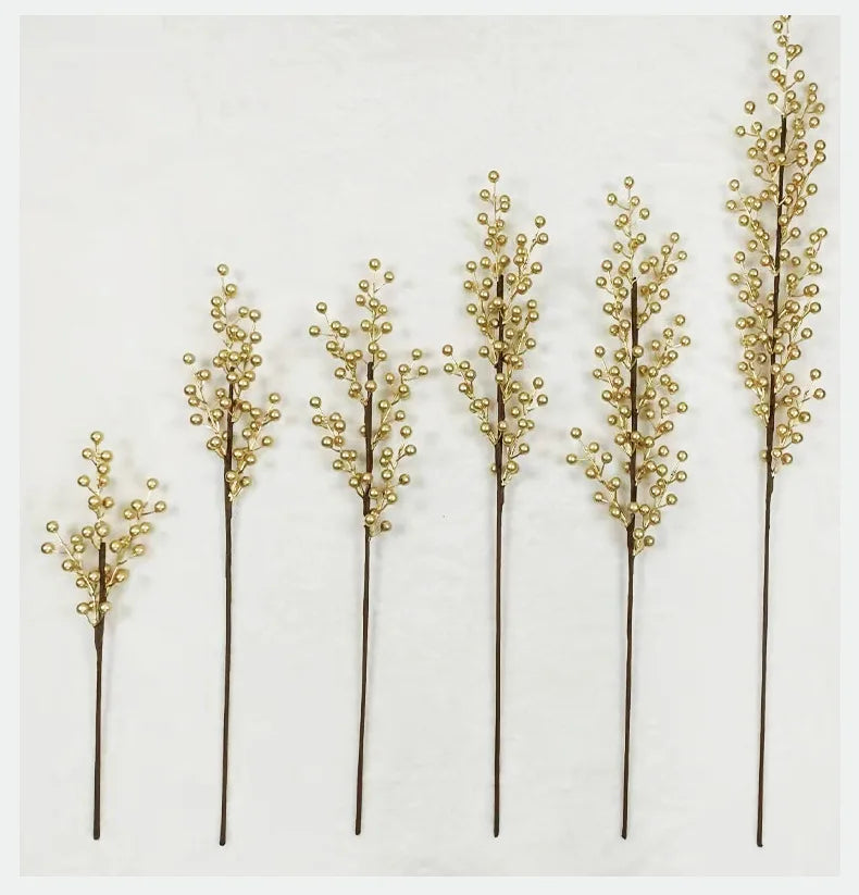 Wholesale 3-12 Fork Gold Color Holly Stage Set Artificial Gold Color Decoration Flowers