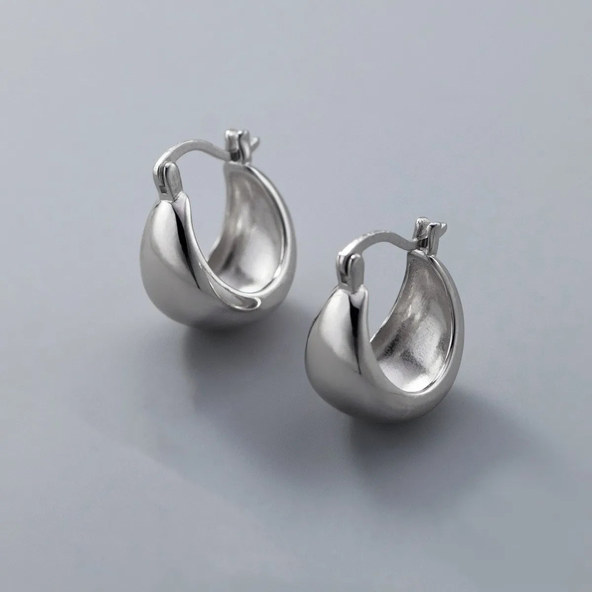 S925 Sterling Silver C-Shaped Hoop Earring Cool Chunky Statement Earrings Fashion Jewelry Earrings Women